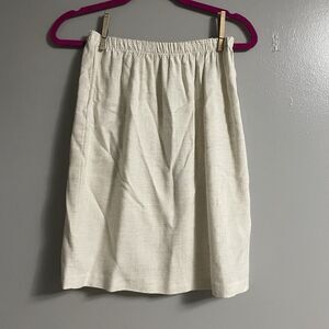 Minimalist Coastal Linen/Rayon Skirt 8P Short Oatmeal Beige Neutral Boho
